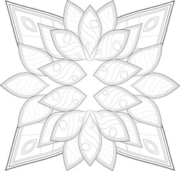 Decorative Doodle flowers in black and white for coloring book, cover or background. Hand drawn sketch for adult anti stress coloring page.-vector