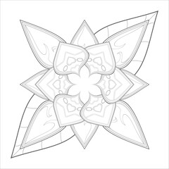 Decorative Doodle flowers in black and white for coloring book, cover or background. Hand drawn sketch for adult anti stress coloring page.-vector