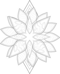 Decorative Doodle flowers in black and white for coloring book, cover or background. Hand drawn sketch for adult anti stress coloring page.-vector