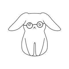 ずれたメガネに困っているウサギの線画