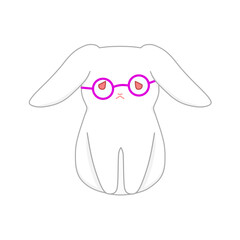ずれたメガネに困る白色のウサギ