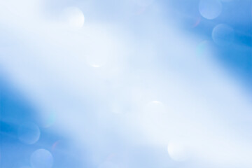 Circle light on blue background, white bokeh blur background, abstract light background.