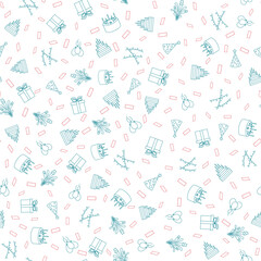 Obraz premium Happy birthday freehand drawings saeamless pattern background.
