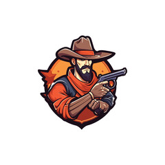 Cowboy with Guns Graphic Mascot