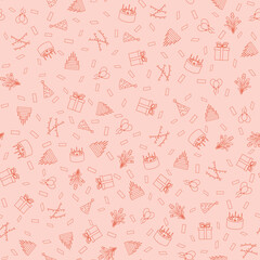 Happy birthday freehand drawings saeamless pattern background.