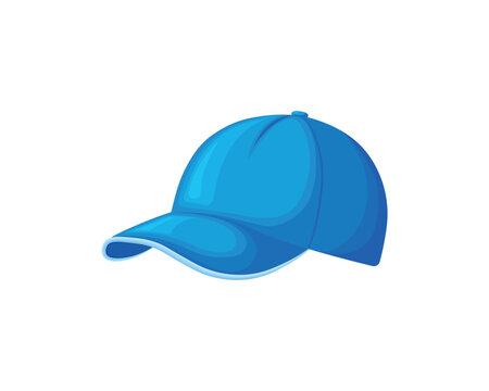 Blue cap. A cartoon-style baseball cap. Headdress. Vector illustration isolated on a white background