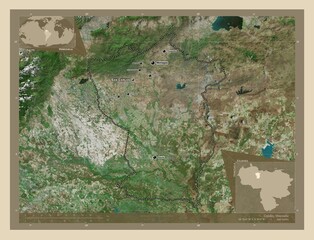 Cojedes, Venezuela. High-res satellite. Labelled points of cities