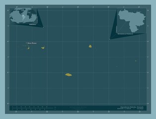 Dependencias Federales, Venezuela. Solid. Labelled points of cities