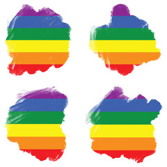 Obraz premium Pack of hand drawn smudges, lgbti community color palette, thematic, isolated objects with transparent background, png, relationship, same, love, partners