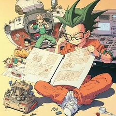 anime style mechanics illustration