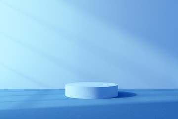 3d background product display podium scene with geomatric platform. Blue background with 3d podium empty space for product, text and promotion. 3d illustation render.  
