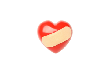 Heart with adhesive plaster isolated on white background, PNG