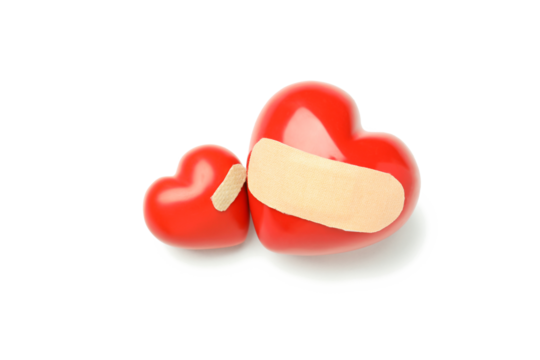 Hearts with adhesive plaster isolated on white background, PNG - Powered by Adobe