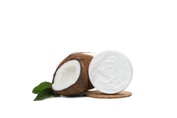 Cream and coconut isolated on white background, PNG
