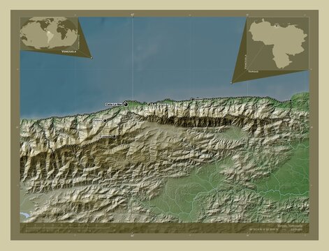 Vargas, Venezuela. Labelled points of cities