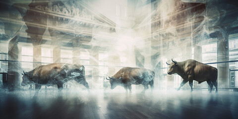 the bull as a symbol of the financial stock market and stock growth. Generative AI