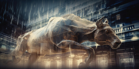 the bull as a symbol of the financial stock market and stock growth. Generative AI
