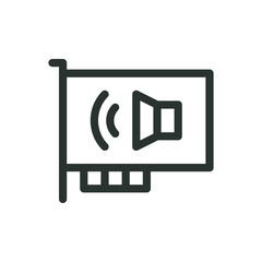 Sound card for pc isolated icon, audio card in computer vector icon with editable stroke