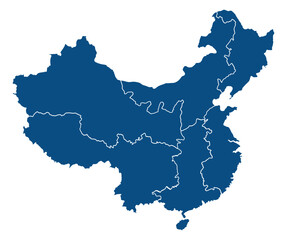 China map with six administrative regions 