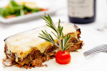 Lasagna/ Moussaka with cherry tomato