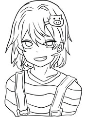 Enjoy coloring this cute and charming anime girl silhouette for your next coloring adventure. Perfect for kids and adults alike, this black-and-white coloring page will bring joy to anyone.