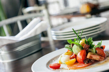 Organic tomato salad dutch angle