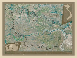 Bac Ninh, Vietnam. High-res satellite. Labelled points of cities