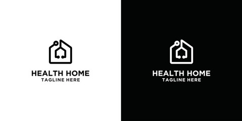 stethoscope and home health logo design template 