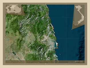 Binh inh, Vietnam. High-res satellite. Labelled points of cities