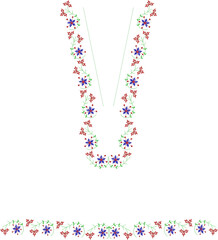 Neck Embroidery Designs.Floral pattern on collar, neck print. 
Abstract hand drawn floral ornament.