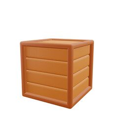 3d wooden box icon delivery, with transparent background