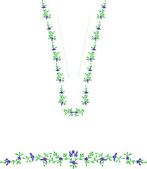 Neck Embroidery Designs.Floral pattern on collar, neck print. 
Abstract hand drawn floral ornament. Vector illustration.