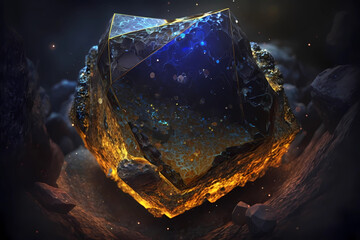 Magic crystal. Magic stone. AI generation