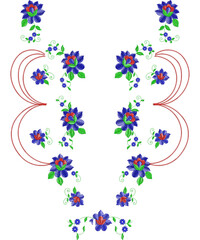 Neck Embroidery Designs.Floral pattern on collar, neck print. 
Abstract hand drawn floral ornament. Vector illustration.
