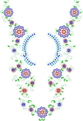 Neck Embroidery Designs.Floral pattern on collar, neck print. 
Abstract hand drawn floral ornament. Vector illustration.