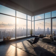 interior of modern room in a skyscraper apartment