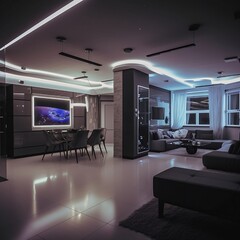 modern living room, 3D render