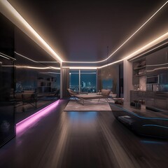 modern living room, 3D render