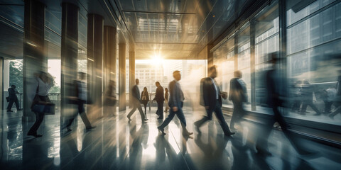 Fototapeta premium Multiple exposure of fast paced city life. Generative AI