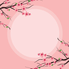This stunning cherry blossom illustration captures the essence of springtime, with delicate pink petals floating gracefully in the breeze and intricate details and vibrant colors.