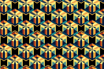 Retro Seamless Pattern in Orange, Brown, and Beige abstract geometric Background. 60s and 70s Retro style and Aesthetic.