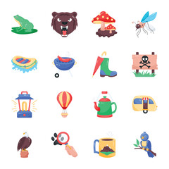 Modern Hunting Objects Flat Stickers 