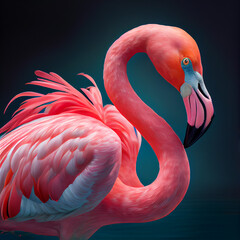pink flamingo on dark background