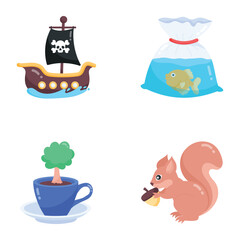 Set of Modern Flat Stickers 

