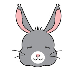 笑顔　灰色　うさぎのイラスト
