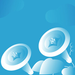 Background illustration of deformed morning glory and leaves.