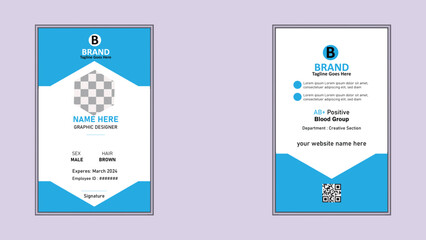 Blue and White Color Layout and Background Vector ID Card Template. , Mock Up Set. Simple Realistic design. Flat style illustration. Modern and Creative Company Bundle.