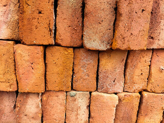 Selective focus. Some red bricks (batu bata), red bricks are one of the basic building materials.
