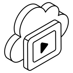 A flat icon design of cloud video 