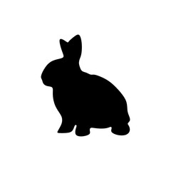 Rabbit silhouette in vector. Easter bunny. Can be used as a stencil or template for festive decorations, postcards, shop windows, logos, etc.